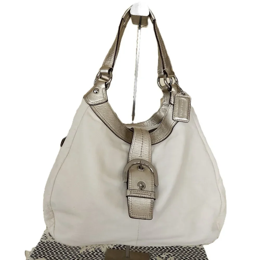 Coach Soho Cream & Gold Leather Shoiulder Bag Purse